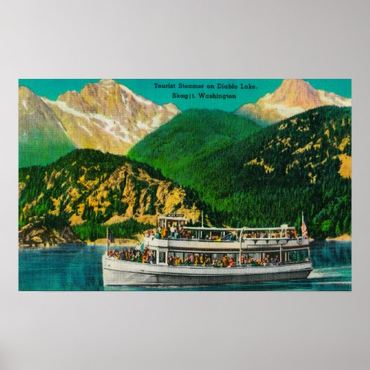 Toerist Steamer op het Diablo-meer, Skagit Poster (Voorkant)