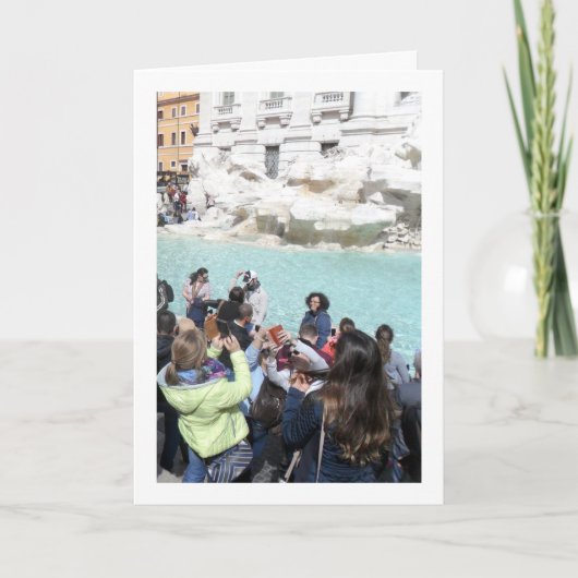 Toeristen bij Trevi Fontein, Roma Kaart (Voorkant)