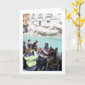 Toeristen bij Trevi Fontein, Roma Kaart (Gele Bloem)