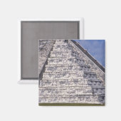 Toeristen die de trap van El Castillo, steen, bekl Magneet (Voorkant / Achterkant)