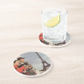  toeristen die in de Eiffeltoren in Parijs reizen Zandsteen Onderzetter (Zijkant)