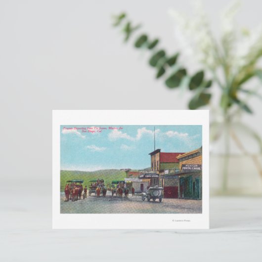 Toeristen die vertrekken voor Tijuana Scene Briefkaart (Staand voorkant)