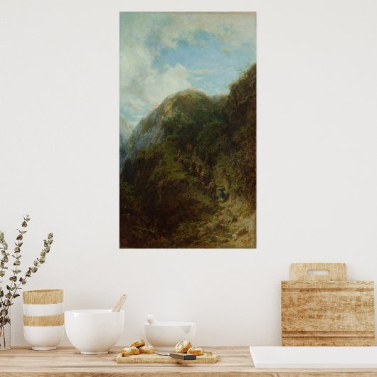 Toeristen in de bergen poster (Keuken)