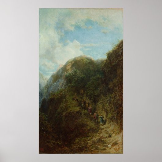 Toeristen in de bergen poster (Voorkant)