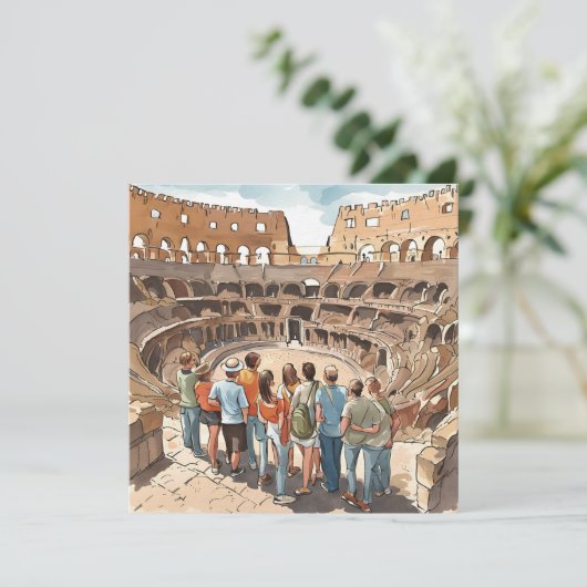 Toeristen in het Colosseum van Rome Feestdagenkaart (Staand voorkant)