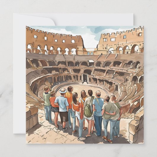 Toeristen in het Colosseum van Rome Feestdagenkaart (Voorkant)