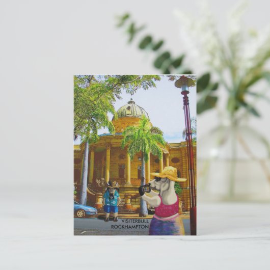 Toeristen in het douane-huis briefkaart (Staand voorkant)