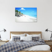 Toeristen lopen op het strand van Cancun Canvas Afdruk (Insitu (Slaapkamer))