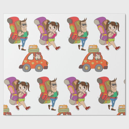 Toeristen met rugzakken die op papier zetten voor  (Vlak)