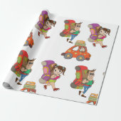 Toeristen met rugzakken die op papier zetten voor  (Uitgerold)