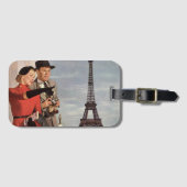  toeristen op vakantie in Eiffeltoren Bagagelabel (Voorkant (horizontaal))