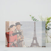toeristen op vakantie in Eiffeltoren Briefpapier (Staand voorkant)