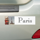 toeristen op vakantie in Eiffeltoren Bumpersticker (Op auto)