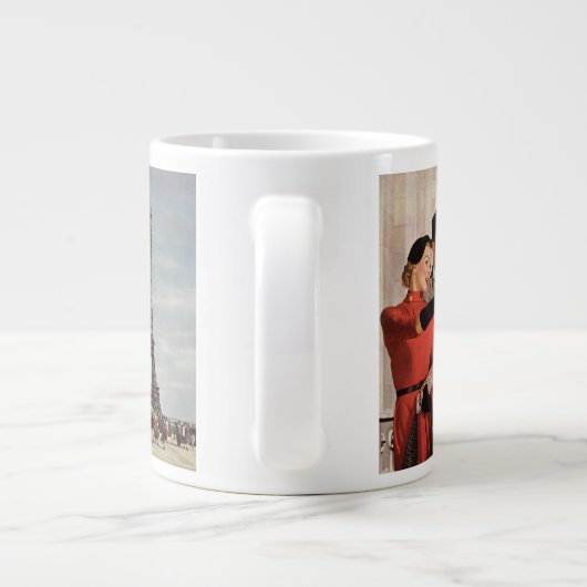  toeristen op vakantie in Eiffeltoren Grote Koffiekop (Achterkant)