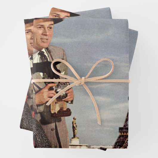  toeristen op vakantie in Eiffeltoren Inpakpapier Vel (In situ)