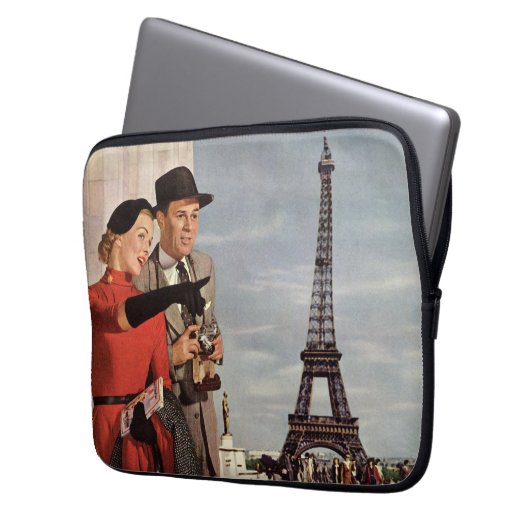  toeristen op vakantie in Eiffeltoren Laptop Sleeve (Voorkant Links)