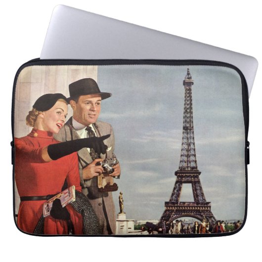 toeristen op vakantie in Eiffeltoren Laptop Sleeve (Voorkant)