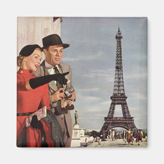  toeristen op vakantie in Eiffeltoren Magneet (Voorkant)