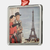  toeristen op vakantie in Eiffeltoren Metalen Ornament (Links)