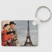 toeristen op vakantie in Eiffeltoren Sleutelhanger (Voorkant)