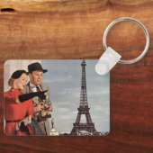 toeristen op vakantie in Eiffeltoren Sleutelhanger (Voorkant)