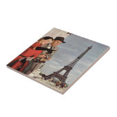 toeristen op vakantie in Eiffeltoren Tegeltje (Zijkant)