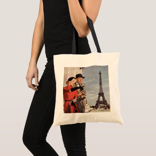 toeristen op vakantie in Eiffeltoren Tote Bag (Voorkant (product))
