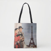 toeristen op vakantie in Eiffeltoren Tote Bag (Voorkant)