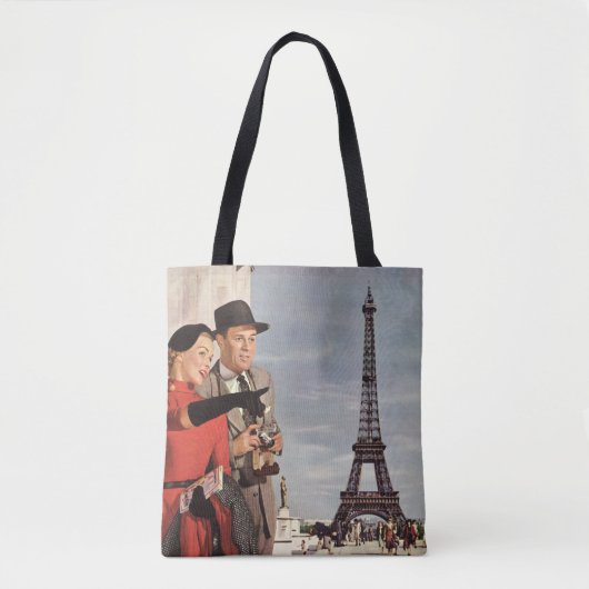 toeristen op vakantie in Eiffeltoren Tote Bag (Voorkant)
