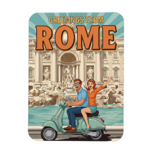 Toeristen op Vespa in Rome Italië Ansichtkaart Magneet