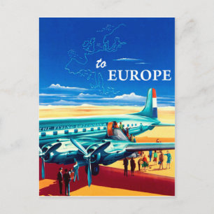 Toeristen zijn klaar om naar Europa te vliegen, no Briefkaart