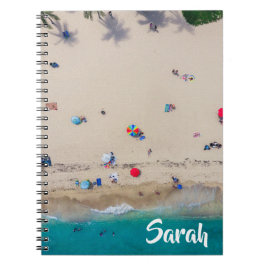 Toeristen Zonnebaden Foto met Ocean Monogram Naam Notitieboek