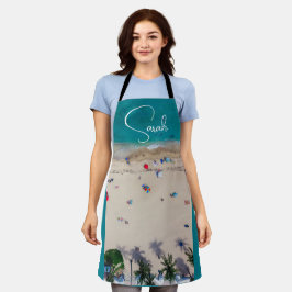 Toeristen Zonnebaden Foto met Ocean Monogram Naam Schort