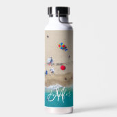 Toeristen Zonnebaden Foto met Ocean Monogram Naam Waterfles (Links)