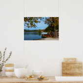 Toeristenboten in het Bledmeer in de herfst Poster (Keuken)