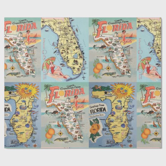  toeristenkaart van Florida Cadeaupapier (Vlak)