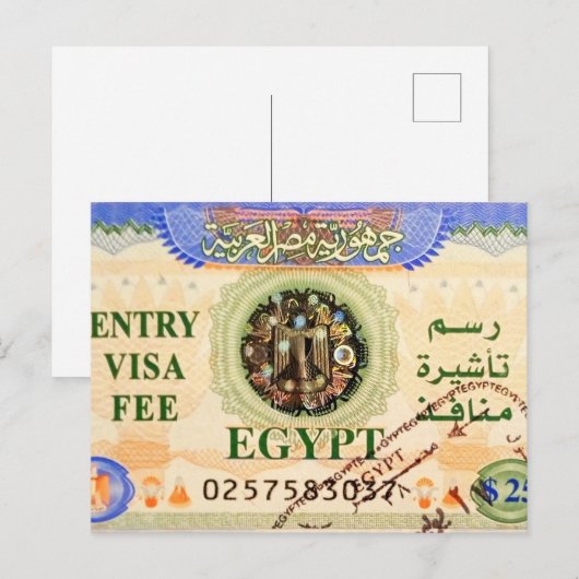 Toeristenvisum met stempel voor toegang tot het va briefkaart (Voorkant / Achterkant)