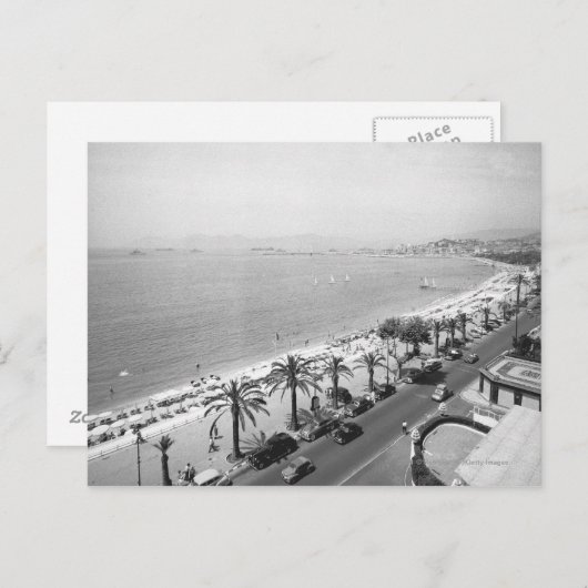 Toeristisch complex uitzicht aan de kust B&W Briefkaart (Voorkant / Achterkant)