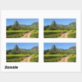 Toeristisch fietsen op Moorea rechthoek sticker (Vel)