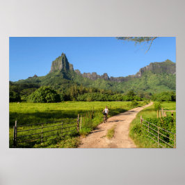 Toeristisch fietsen op tropisch poster