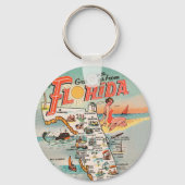Toeristisch overzicht van de  Florida-kaart Sleutelhanger (Voorkant)