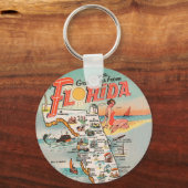 Toeristisch overzicht van de  Florida-kaart Sleutelhanger (Voorkant)