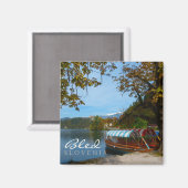 Toeristische boten in het meer van Bled in de herf Magneet (Voorkant / Achterkant)