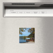 Toeristische boten in het meer van Bled in de herf Magneet (Insitu (Vaatwasser))