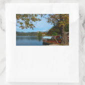 Toeristische boten in het meer van Bled in de herf Rechthoekige Sticker (Tas)