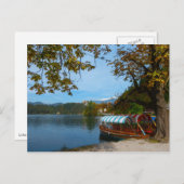 Toeristische boten in het meer van Bled in het naj Briefkaart (Voorkant / Achterkant)