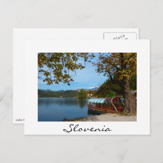 Toeristische boten in het meer van Bled in het naj Briefkaart (Voorkant / Achterkant)