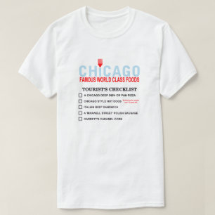 Toeristische checklist van beroemde Chicago Foods T-shirt