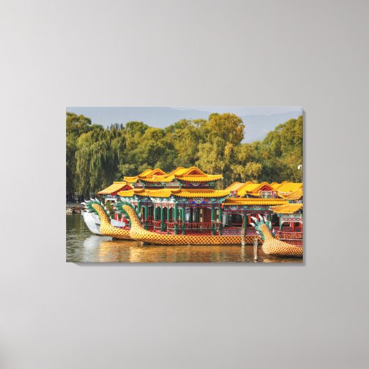 Toeristische drakenboten | Kunmingmeer Canvas Afdruk (Voorkant)