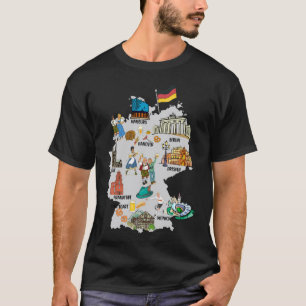 toeristische geïllustreerde kaart van Duitsland gr T-shirt